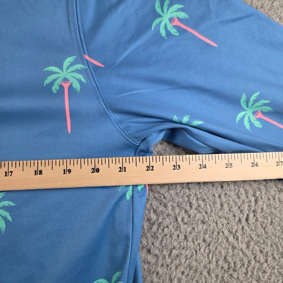 Chubbies Performance Golf 1/4 Zip Pullover Mens L Blue Palm Tree Tee Print - Picture 3 of 8